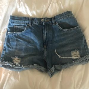 TWO pairs of TopShop jean shorts